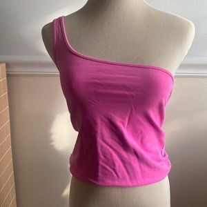 Aritzia hot pink one shoulder top